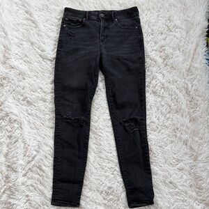 American Eagle Outfitters Lu(x)e Charcoal Black Distressed Women’s Skinny Jeans